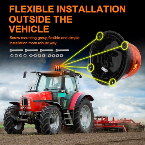 Qiping LED figyelmeztető lámpa, 12V/24V, narancs 10 mód, traktor, autó, teherautó - outlet termék