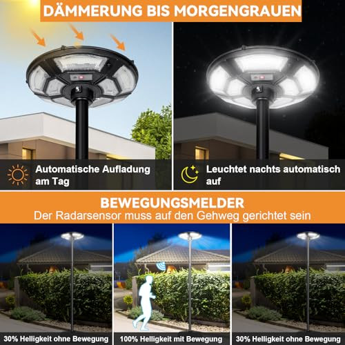 Solar kerti lámpa H200cm fénypózna, 750 LED, mozgásérzékelő és fényérzékelő, vízzel - outlet termék