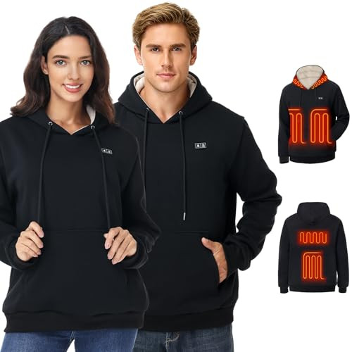 WUEAOA fűthető kapucnis pulóver, unisex, 30% nagyobb fűtési felület grafén - outlet termék