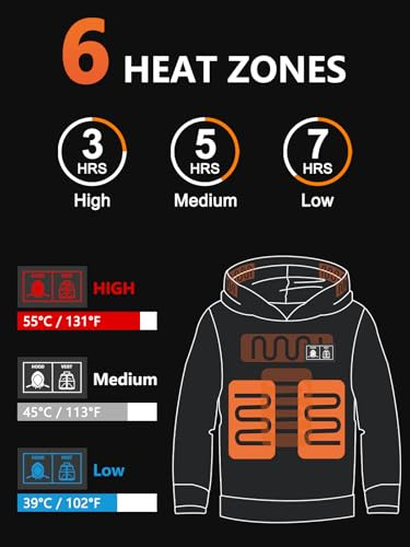 WUEAOA fűthető kapucnis pulóver, unisex, 30% nagyobb fűtési felület grafén - outlet termék