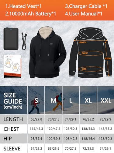 WUEAOA fűthető kapucnis pulóver, unisex, 30% nagyobb fűtési felület grafén - outlet termék