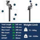 GEWAGE 4-Link párhuzamos nyeregcső – prémium rugós nyeregcső, 37 mm rugóút - outlet termék