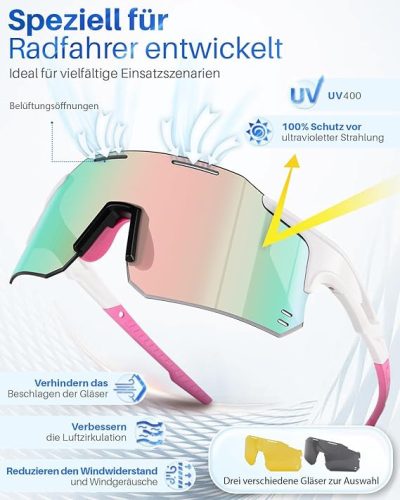 Fahrrad-Brille UV400 sport napszemüveg nők, férfiak, 2 cserélhető lencsével - outlet termék
