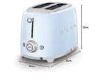 Smeg TSF01PBEU kenyérpirító (2 szeletes, 6 fokozat, melegítő, kiolvasztó, bagel funkció, morzsatálca, 950W, pasztellkék)