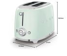 Smeg TSF01PGEU kenyérpirító (2 szeletes, 6 fokozat, melegítő, kiolvasztó, bagel funkció, morzsatálca, 950W, pasztellzöld)