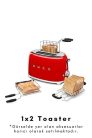 Smeg TSF01RDEU kenyérpirító (2 szeletes, 6 fokozat, melegítő, kiolvasztó, bagel funkció, morzsatálca, 950W, piros)