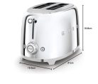 Smeg TSF01SSEU kenyérpirító (2 szeletes, 6 fokozat, melegítő, kiolvasztó, bagel funkció, morzsatálca, 950W, króm)