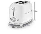Smeg TSF01WHMEU kenyérpirító (2 szeletes, 6 fokozat, melegítő, kiolvasztó, bagel funkció, morzsatálca, 950W, matt fehér)
