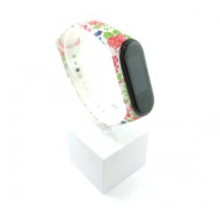   Xiaomi Mi band 3 / 4 szíjak - fehér, iszalag, szilikon, virágos