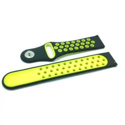   20 mm cserélhető szilikon szíj okosórához - 20 mm, fekete, fekete-citromsárga, lyukacsos, szilikon, Univerzális