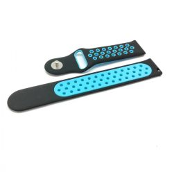   20 mm cserélhető szilikon szíj okosórához - 20 mm, fekete, fekete-kék, lyukacsos, szilikon, Univerzális