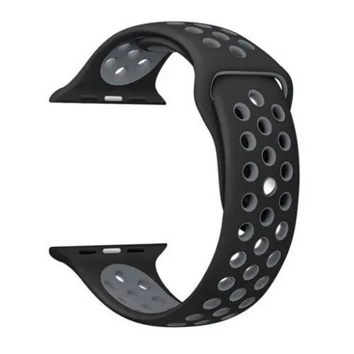 Apple Watch 1-3 szíjak - fekete, fekete-szürke, lyukacsos, szilikon