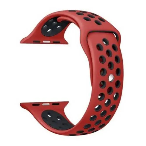 Apple Watch 1-3 szíjak - lyukacsos, piros, piros, szilikon