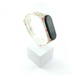   Xiaomi Mi band 3 / 4 szíjak - fehér, rózsás, szilikon, virágos