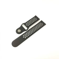   22 mm cserélhető szilikon szíj okosórához - 22 mm, fekete, fekete-szürke, lyukacsos, szilikon, Univerzális